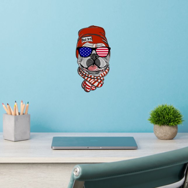 Cute and funny - patriotic dog Wall Decal (Home Office 2)