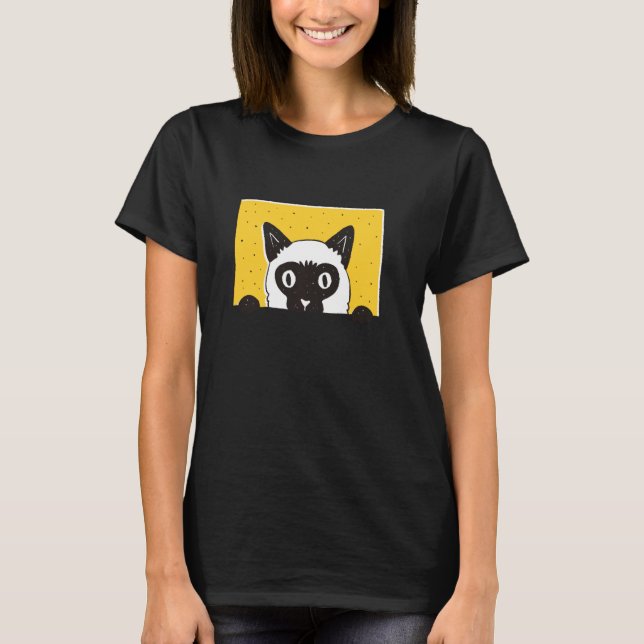 Cute And Funny Peaking Cat Design For Mom And Dad T-Shirt (Front)
