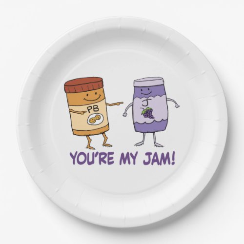 Cute and Funny Peanut Butter Youre My Jam Paper Plates