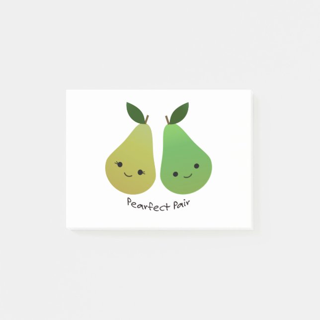 Cute and Funny Pearfect Pair Pears Post-it Notes (Front)