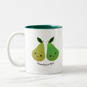 Cute and Funny Pearfect Pair Pears Two-Tone Coffee Mug