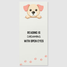 cute and Funny peeking dog bookmark with Quote