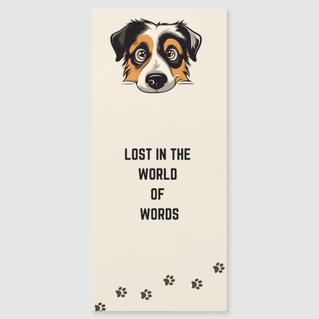Cute and Funny peeking dog, Bookmark with Quote (Front)