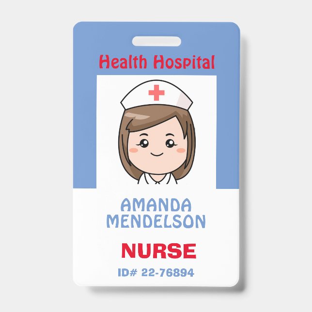 Cute and Funny personalized Nurse ID Badge (Front)