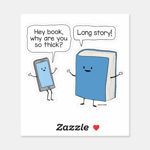 Cute and Funny Phone and Thick Book Long Story Sticker