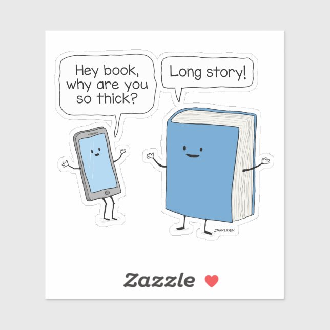 Cute and Funny Phone and Thick Book Long Story Sticker (Sheet)