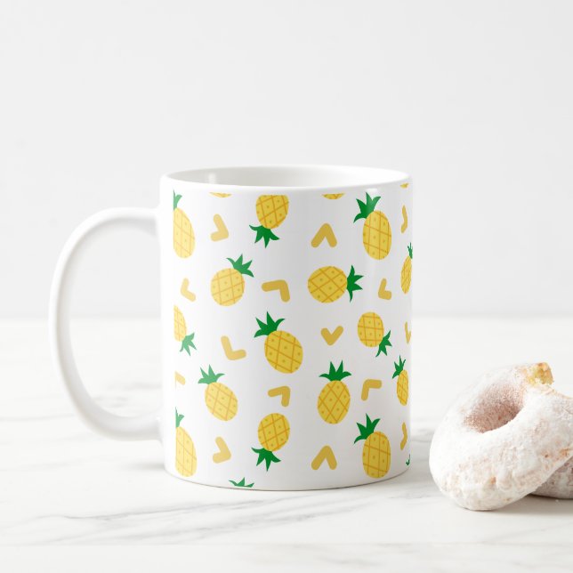 Cute and Funny Pineapple Pattern Coffee Mug (With Donut)
