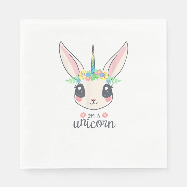 cute and funny rabbit unicorn  napkins (Front)