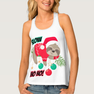 Cute and Funny Santa's Sloth Slow Ho Ho Tank Top