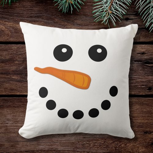 Cute and Funny Snowman Face Festive Pillow