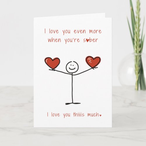 Cute and Funny Sobriety Stickman Valentines Day Card