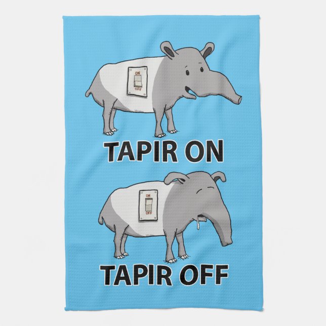 Cute and Funny Tapir On Tapir Off Kitchen Towel (Vertical)