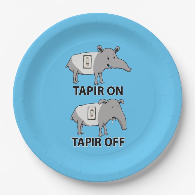 Cute and Funny Tapir On Tapir Off Paper Plates (Front)