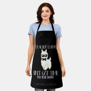 Cute and Funny Teacher Llama Custom Name Apron