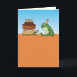 Cute and Funny Turtle and Frog Birthday Card<br><div class="desc">This cute and funny birthday card features a turtle bringing a frog a birthday cake. It was worth the wait!

Thanks for choosing this original design by © Chuck Ingwersen and supporting me — an independent artist! I post cartoons every day on Instagram: https://www.instagram.com/captainscratchy</div>