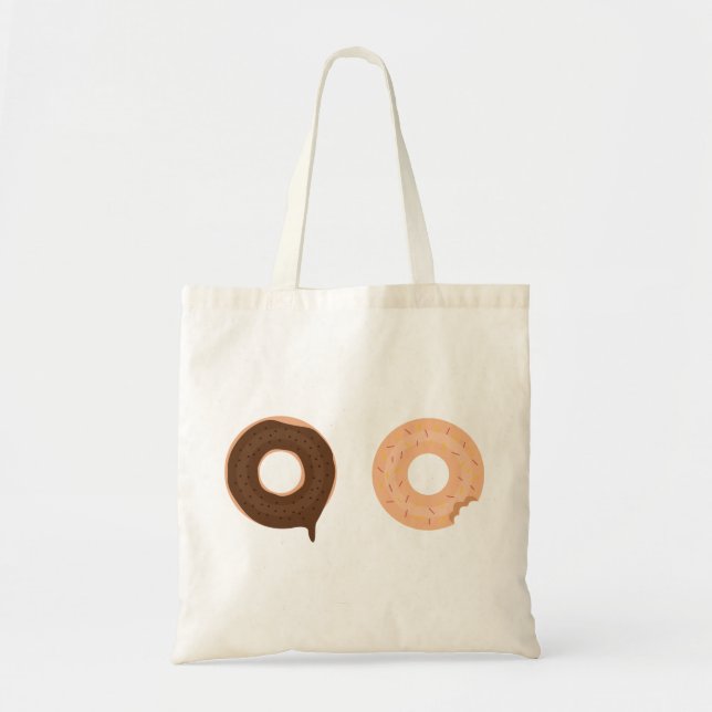 Cute and funny two donuts design tote bag (Front)