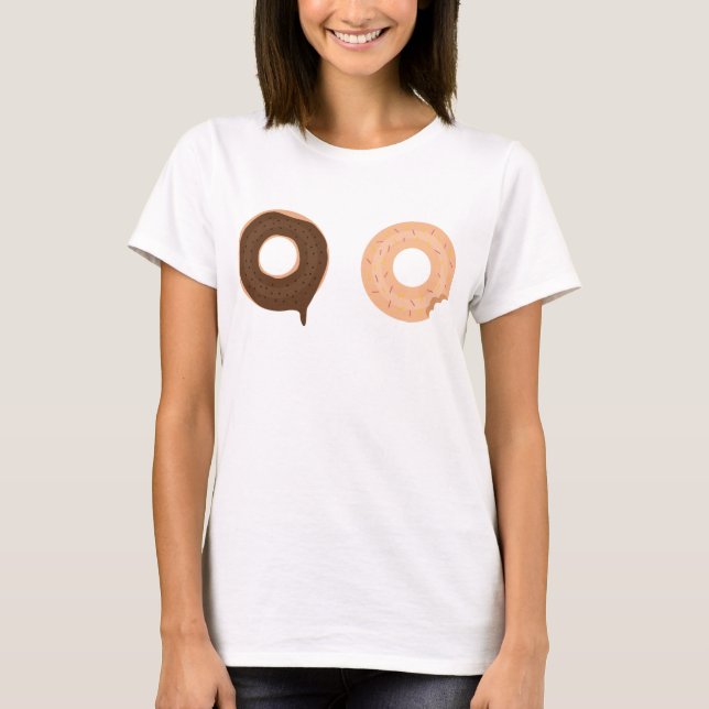 Cute and funny two donuts doughnuts design t-shirt (Front)