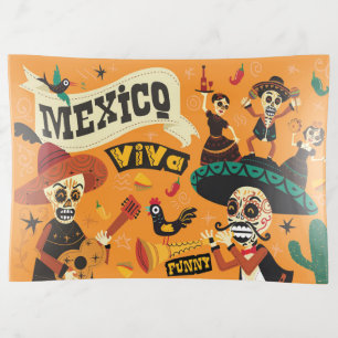 Cute and Funny Viva Mexico Cartoon Trinket Tray