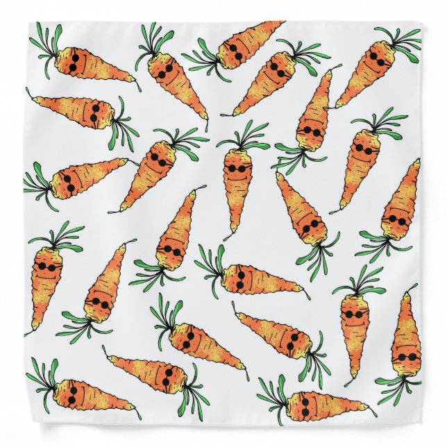 Cute and Funny Watercolor Carrot with Sunglasses Bandana (Front)