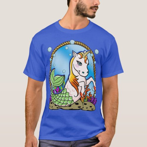 Cute and Funny Whimsical Unicorn Mermaid T_Shirt
