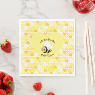 Cute and Funny Will You Bee My Valentine Napkins