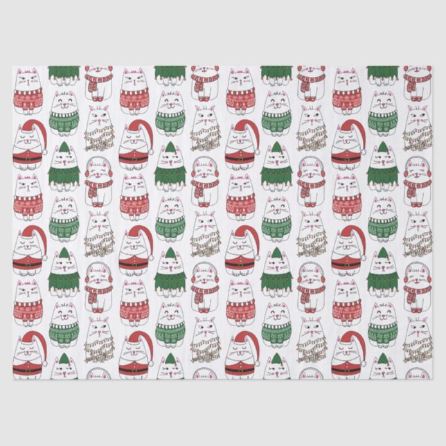 Cute and Funny X-mas Cat Tissue Paper (Front)