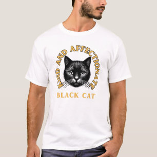 Cute and Gentle Black Cat Artistic Design T-Shirt