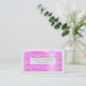 Cute and Girly Hot Pink Sequins Makeup and Hair Business Card (Standing Front)