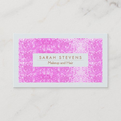 Sparkly FAUX Pink Sequins Makeup and Hair Business Card Template