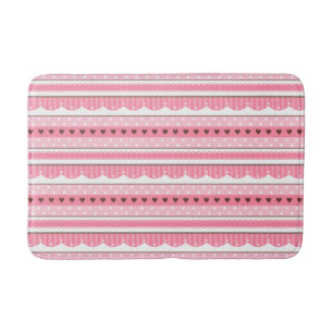 Cute and Girly Light Pink Pattern Design Bathroom Mat