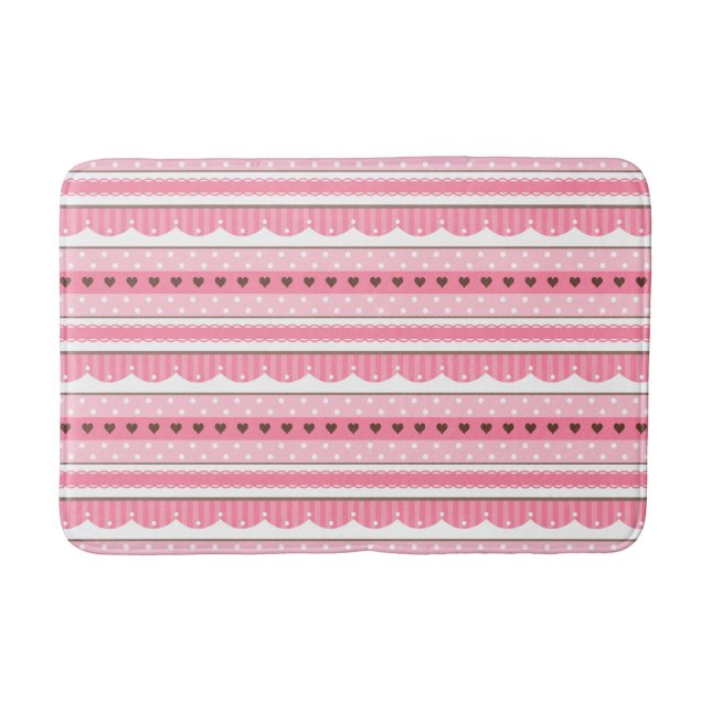 Cute and Girly Light Pink Pattern Design Bathroom Mat (Front)