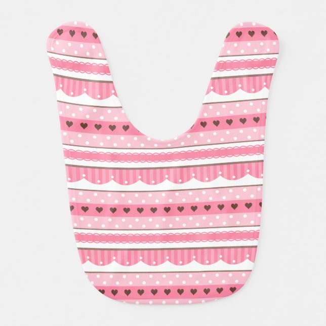 Cute and Girly Light Pink Pattern Design Bib (Front)