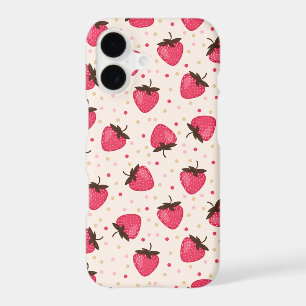 Cute and Girly Pink Strawberries Pattern iPhone 17 Case