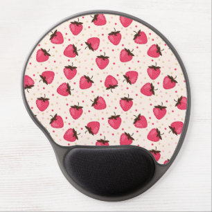Cute and Girly Pink Strawberries Pattern Gel Mouse Pad