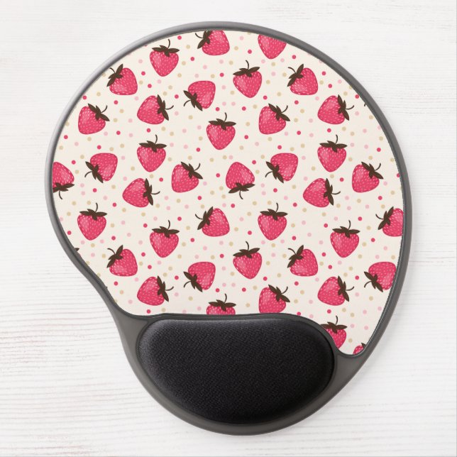 Cute and Girly Pink Strawberries Pattern Gel Mouse Pad (Front)