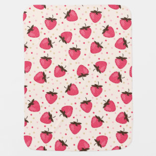 Cute and Girly Pink Strawberries Pattern Stroller Blanket