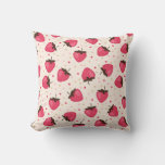 Cute And Girly Pink Strawberries Pattern Throw Pillow at Zazzle