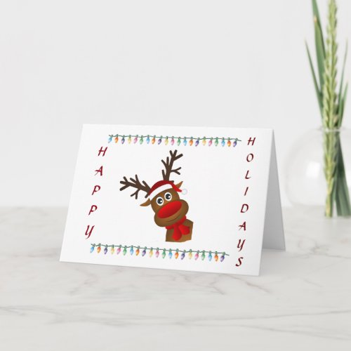 CUTE AND GOOFY REINDEER SAYS MERRY CHRISTMAS HOLIDAY CARD