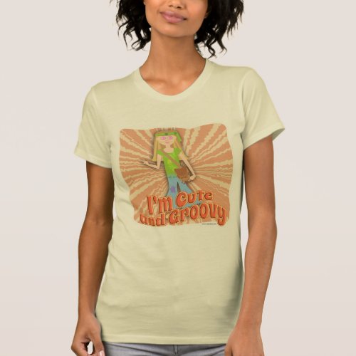Cute and Groovy Hippie Girl Cartoon Slogan T_Shirt