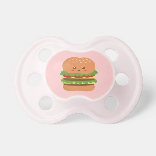 Cute and happy big burger for fast food lovers pacifier