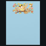 Cute and Happy Birds among Spring Flowers Letterhead<br><div class="desc">Cute and Happy Little Birds flying in a Pink and Yellow springtime and Summer Flowers Cheerful blooming Background. Original Vector Illustration Background Copyright BluedarkArt TheChameleonArt.</div>
