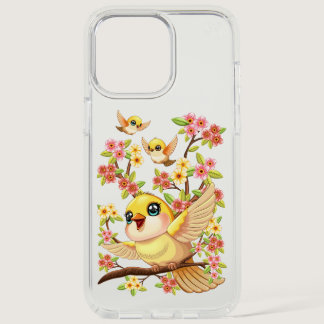 Cute and Happy Birds among Spring Flowers iPhone 15 Pro Max Case