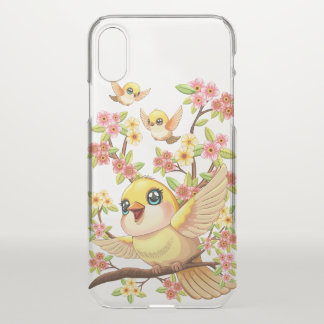 Cute and Happy Birds among Spring Flowers iPhone X Case