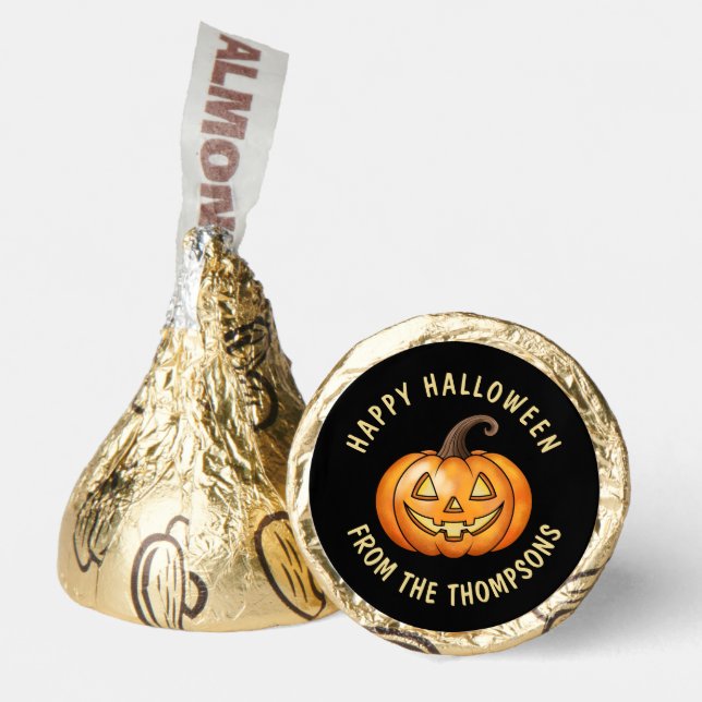 Cute And Happy Cartoon Pumpkin Halloween Hershey®'s Kisses® (Front)
