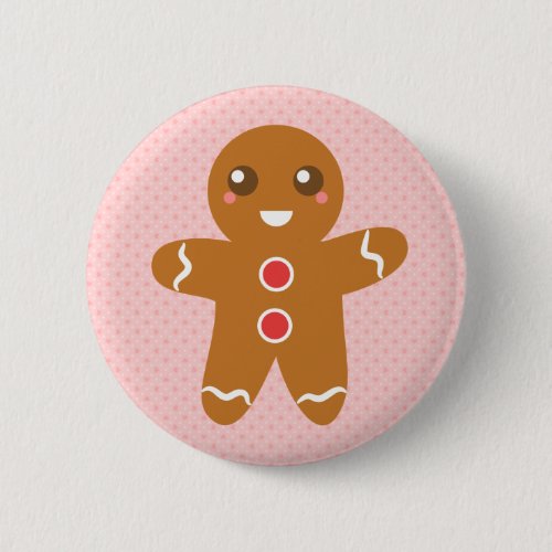 Cute and Happy Christmas gingerbread man Pinback Button