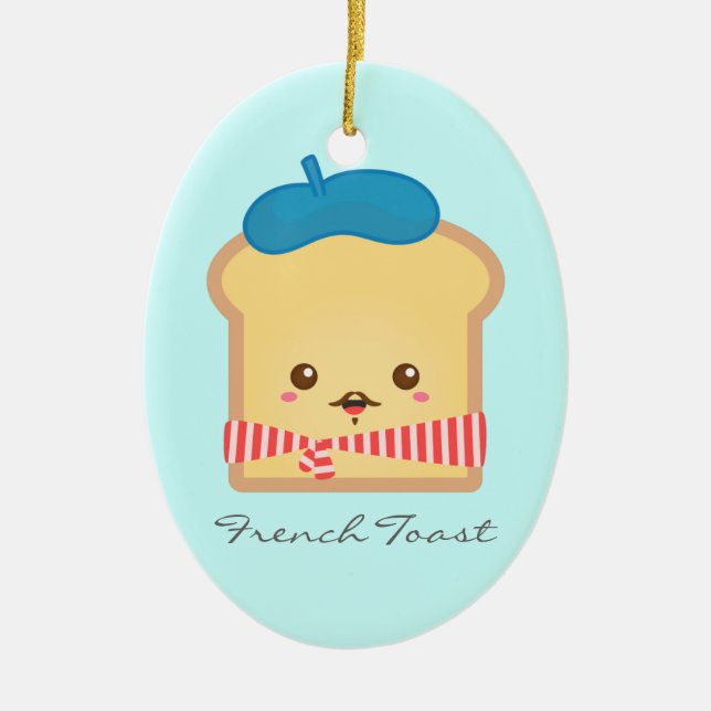 Cute and Happy French toast Ceramic Ornament (Front)