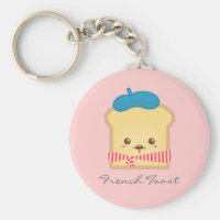 Cute and Happy French toast Pink Keychain