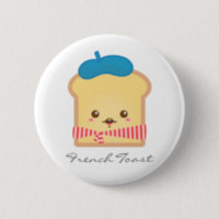 Cute and Happy French toast Pun Button