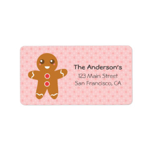Cute and Happy Gingerbread Man for Christmas Label