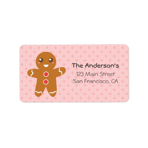 Cute and Happy Gingerbread Man for Christmas Label